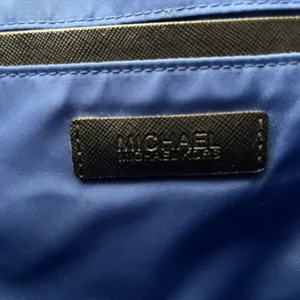 Michael Kors Kempton Gray Nylon Zip Top Tote Bag Purse Blue Lining Large thumbnail 5