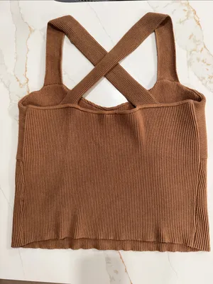 ABERCROMBIE & FITCH Ribbed Knit Crossover Strap Tank Top XL thumbnail 4