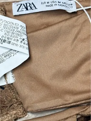 Zara NWT Brown Velvet Bralette V-Neck Crop Top S Coquette Whimsygoth Y2K thumbnail 4