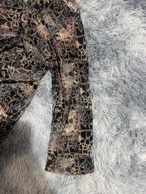 Plisse Black & Beige Printed Sheer Midi Skirt thumbnail 5