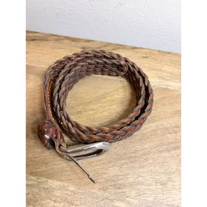 Abercrombie & Fitch Braided Leather Belt Cognac Brown Silver Buckle Womens S thumbnail 6