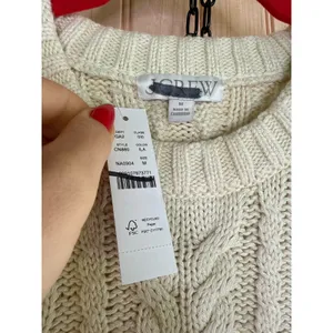 NWT J. Crew Cable-knit Crewneck Sweater Cream Heritage Warm Comfy Women’s Size M thumbnail 4