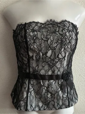 Ann Taylor Lace Corset Top Black 10 thumbnail 2