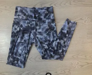 Athleta tie dye leggings Salutation Stash Pocket Tight Leggings Workout Stretch in blue size small. thumbnail 1