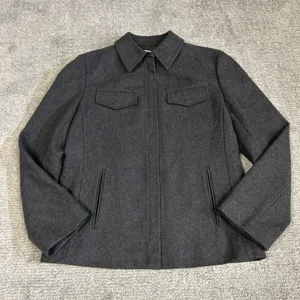J Crew Coat Womens Medium Wool Blend Full Zip Jacket Gray Preppy Lined Classic thumbnail 1