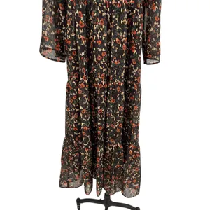 Natural Life Floral Print Midi Dress Kimono‎ Sleeve Brown Red Size Small thumbnail 9