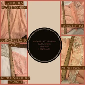 Vintage Mid To Late 70'S Peach Off-The-Shoulder Lacey Party Dress (M) thumbnail 8