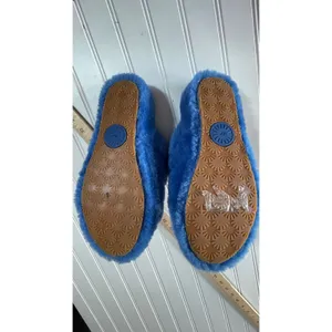 UGG Fluff Yeah Slides Royal Blue Sheepskin Platform Sandals Almost New Womens 7 thumbnail 8