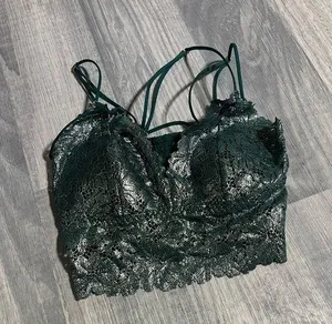PINK Victoria’s Secret Lace Bralette in Dark Green and Silver; Small Women’s thumbnail 1