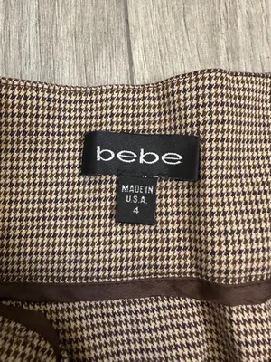Bebe Houndstooth Pencil Midi Skirt Brown Vintage Size 4 thumbnail 6