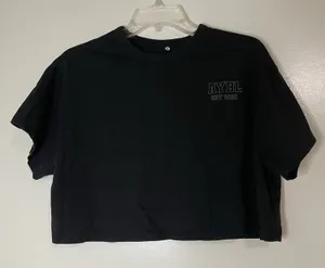 AYBL Cropped oversized crew neck black tshirt size Large thumbnail 1