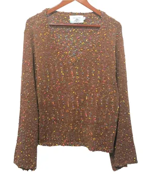 Judith‎ March Women Sweater M Brown Multicolor Popcorn Knit Boho Retro Y2K Indie thumbnail 1