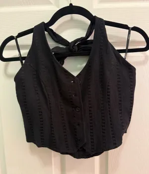 Forever 21 Black Halter Button Vest  thumbnail 1