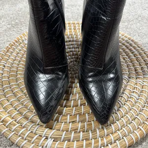 Billini Women’s Alden Boots Booties Block Heels Zip Side Party in Black Croco 7 thumbnail 3
