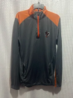 Champion grey/Orange Maroon thin fitted 1/4 zip jacket size S HokieVirginia Tech thumbnail 1