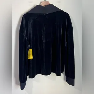 NWOT Spanx‎ Half Zip Pullover Sweatshirt Black Velvet Preppy Travel Womens 2X thumbnail 6