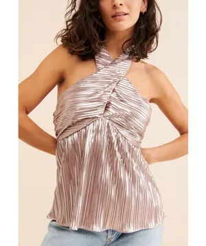 Anthropologie Monte Shimmer Pleated Top NEW thumbnail 1