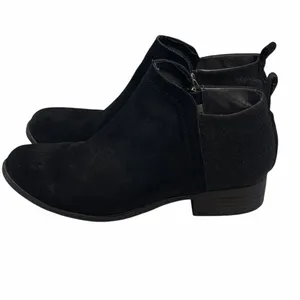 TOMS Black Suede Ankle Boots Block‎ Heel Casual Comfort Shoes Womens Size 8.5 M thumbnail 3