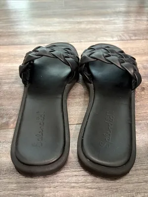 Splendid Black Paige Woven Slide Sandals 7.5 thumbnail 3