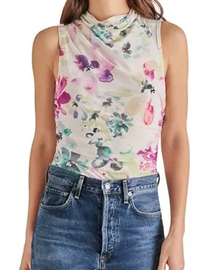 Steve Madden Dalia Floral Draped Bodysuit Top size L thumbnail 1