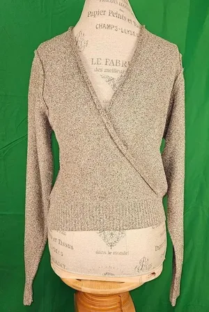 Free People Womens Going For Gold‎ Faux Wrap Sweater Medium thumbnail 1