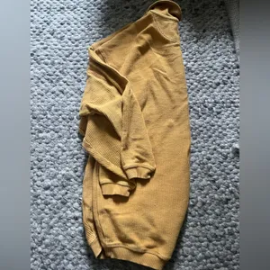 Aerie quarter zip oversized Henley sweater mustard yellow size small thumbnail 4