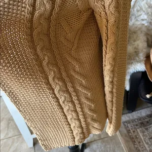Vintage Jones, New York cable knit cotton two button open front sweater M thumbnail 7
