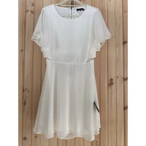 NWT Lulus Blissful Love Ivory Cutout Mini Skater Dress Party Night Out Flowy M thumbnail 2