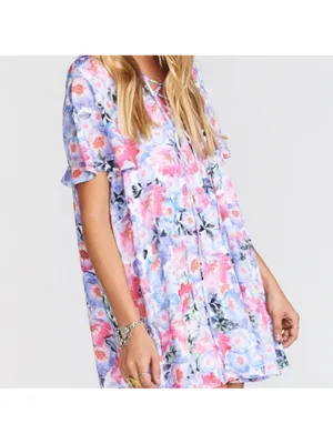 Show Me Your Mumu Lavender & Pink Floral Lace-Up Tunic thumbnail 3