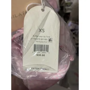 Blogilates Pink Gingham Ruffle Lace-Up Scoop Neck Tank Top Sleeveless Women's XS thumbnail 4