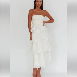 Here Comes The Sun Giavana Strapless Layered Midi Dress Floral Embossed thumbnail 5