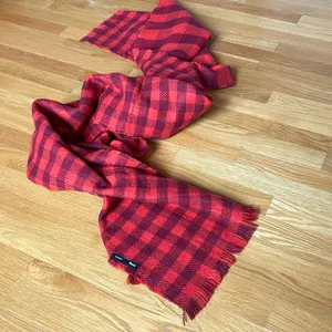 Sinsay Red Plaid Scarf Buffalo Check Fringe Winter Scarf One Size thumbnail 3