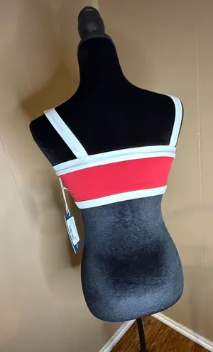 Interval Glimmer Spacedye Square Neck Bra in Poppy Solid/White Red Size M thumbnail 1