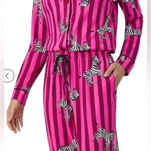 NWT Room Service Women's Shawl Collar Pajama Set Pink L thumbnail 5