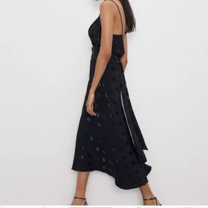 Zara Black Polka Dot Midi Slip Dress thumbnail 3