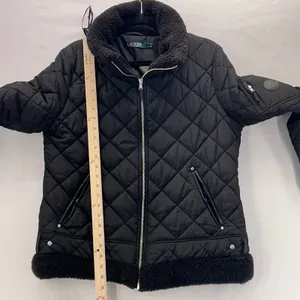 Lauren‎ Ralph Lauren Quilted Puffer Jacket Large Aviator Rebel Faux Fur thumbnail 14