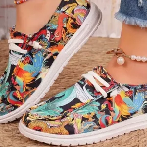 NEW Women’s Dragon Phoenix Print Canvas Sneakers – Size 6.5 (37) NWT thumbnail 1