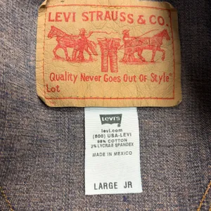 Levis Denim Trucker Jacket Large JR Medium Wash Blank Red Tab 0870 HP 019 thumbnail 4