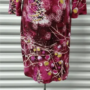 Tacera Dress Size Medium Burgundy Artsy Festive Winter Holiday Party Christmas thumbnail 8