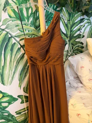 One shoulder formal dress built in bra brown 2 thumbnail 5