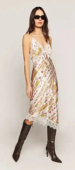 NWT Reformation Milania 100% Silk Midi Slip Dress Large Floral Coquette Ethereal thumbnail 1