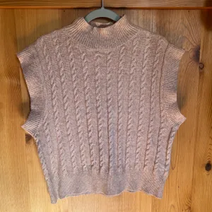 Cupcakes & Cashmere Tan-Beige Mock Neck Cable Knit Sweater Vest thumbnail 4
