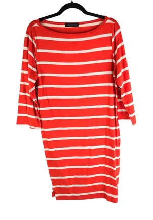Fashion To Figure Orange & White Striped 3/4 Sleeve Shift Dress 3X thumbnail 1