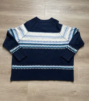 Women’s Aeire Navy Sweater with White and Light Blue Pattern thumbnail 3