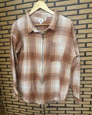 Daytrip Orange boyfriend fit plaid button down size large thumbnail 1