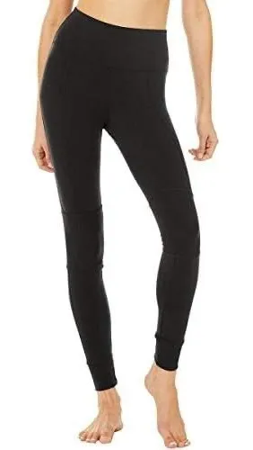 Alo Yoga Avenue High Waist Moto Ribbed‎ Leggings Black Small W5541R thumbnail 1