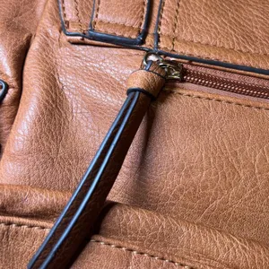 Call it spring Vintage Style Tan Faux‎ Leather Satchel Bag Plaid Lining Handle Shoulder Strap thumbnail 5