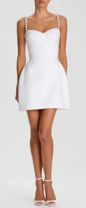 NEW NADINE MERABI Sia Crepe Tulip Cocktail White Minidress Sz 6 thumbnail 1