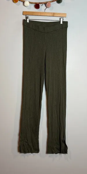 Gap dark green ribbed sweater lounge pants thumbnail 1