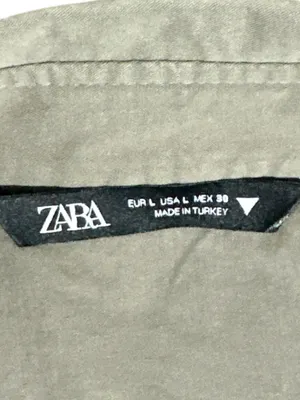 Zara Olive Green Utility Cargo Cropped Button Down Shirt L Large Shacket thumbnail 4